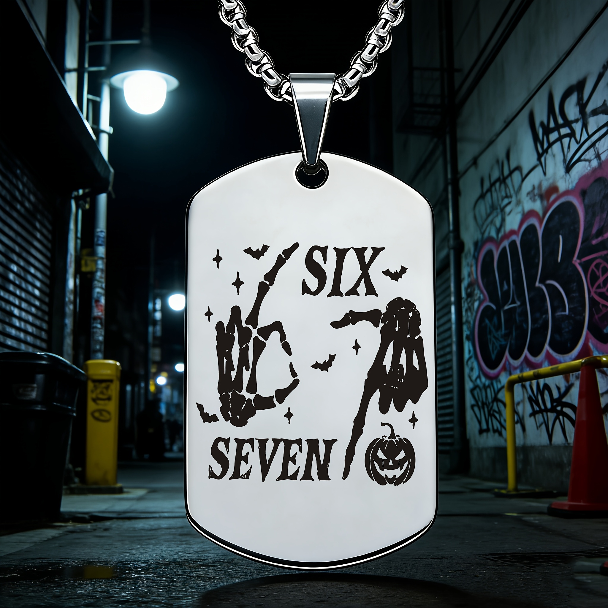A "SIX SEVEN" Dark Style 201 Stainless Steel Pendant Necklace